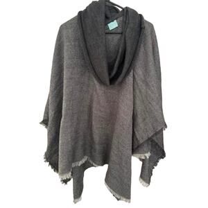 Women’s Cowl Neck Sweater Shawl Drape Pullover Size Large Gray